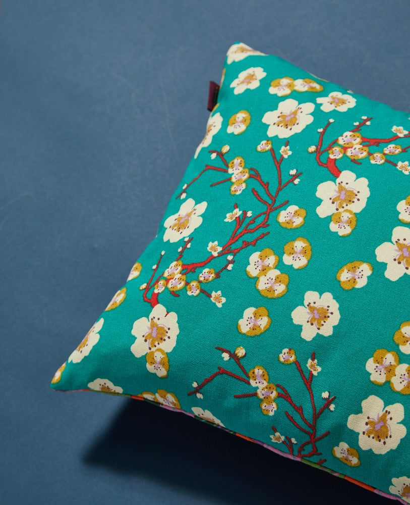 Rectangular Cushion - Bloom orange/blossom blue