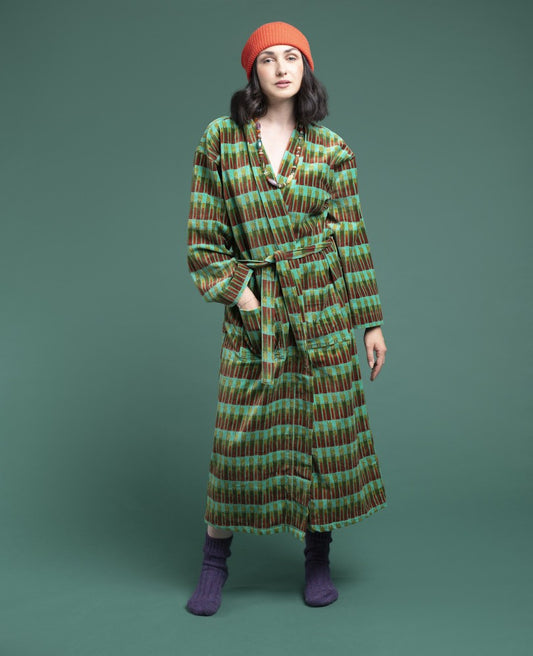 Long Kimono Velvet - Vienna biscay green