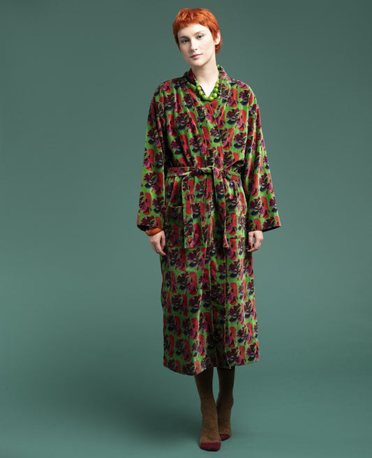 Long Kimono Velvet - Split green
