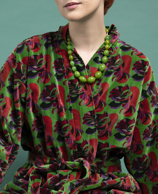 Long Kimono Velvet - Split green