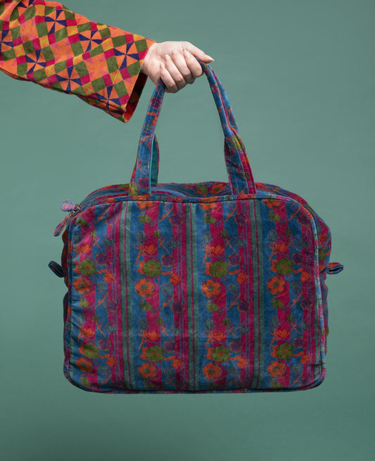 Weekend Bag Velvet - Kensingston dk green/fushia