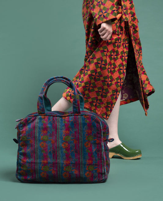 Weekend Bag Velvet - Kensingston dk green/fushia
