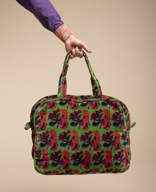 Weekend Bag Velvet - Split green