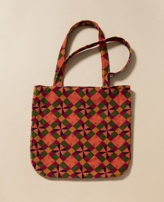 Totebag Velvet - Mosaik orange