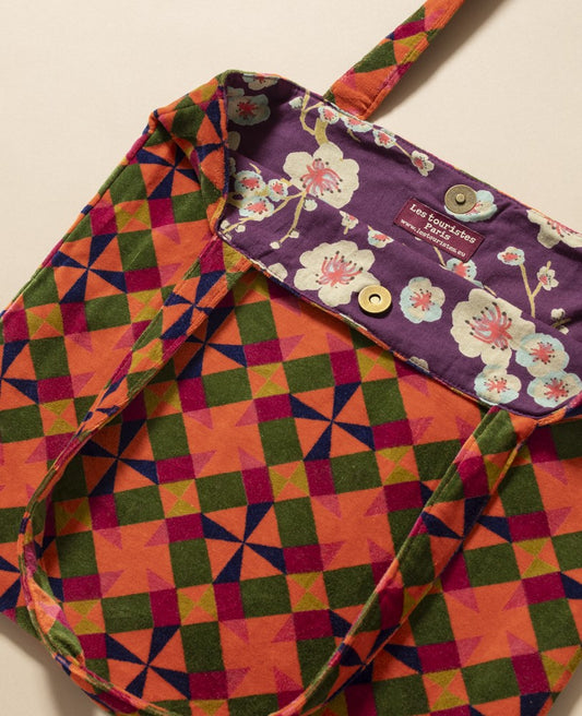 Totebag Velvet - Mosaik orange