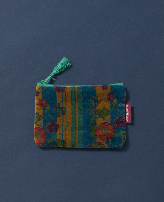 Small Pouch Velvet - Kensington dk green/yellow