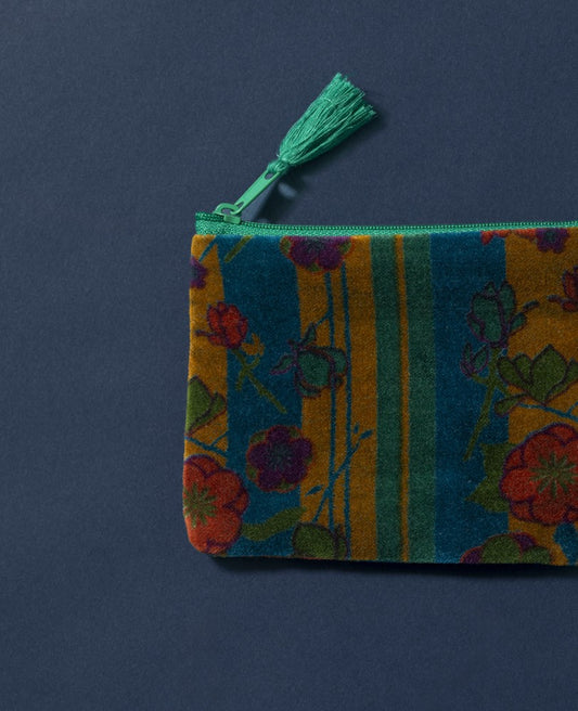 Small Pouch Velvet - Kensington dk green/yellow