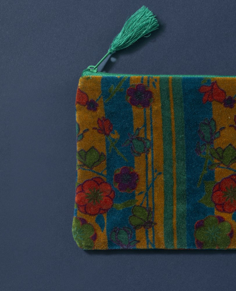 Medium Pouch Velvet - Kensington dk green/yellow