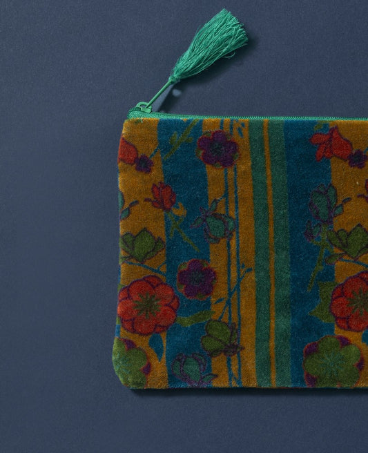 Medium Pouch Velvet - Kensington dk green/yellow