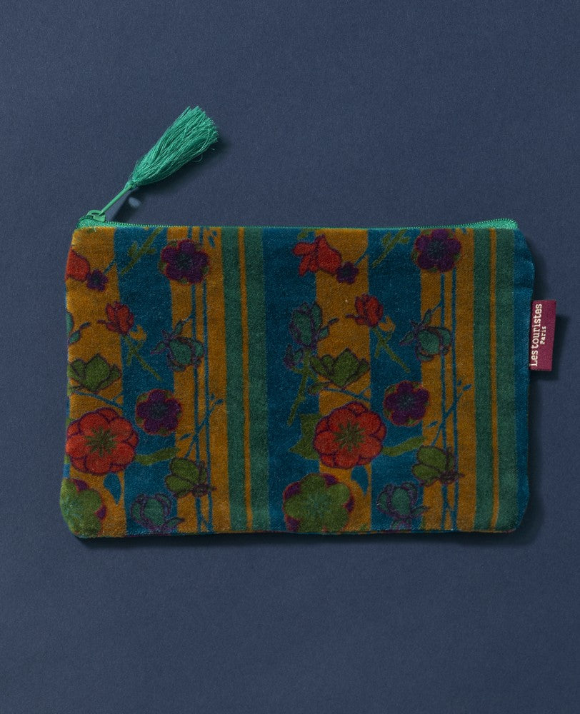 Medium Pouch Velvet - Kensington dk green/yellow