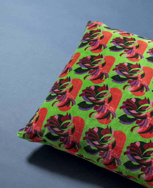 Square Cushion Velvet - Split green