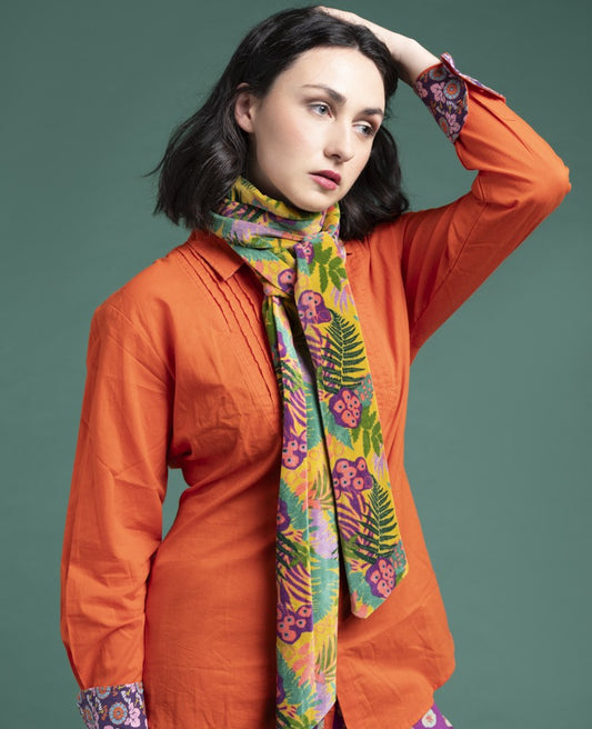 Tie - Fern gold/blossom purple
