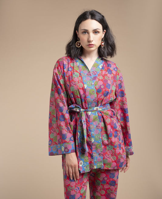 Short Kimono - Bloom red