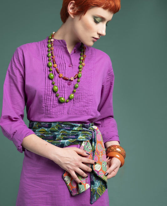 Tie - Dotty blue/bloom orange