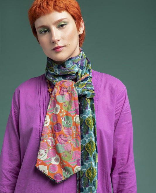 Tie - Dotty blue/bloom orange
