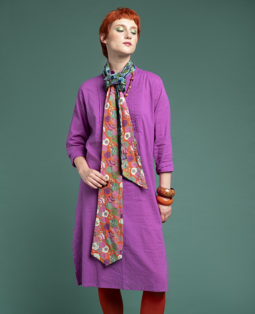 Tie - Dotty blue/bloom orange