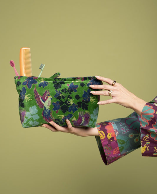 Wash Bag Velvet - Ancolie vibrant green