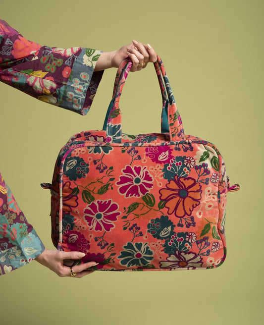 Weekend Bag Velvet - Cosmos coral