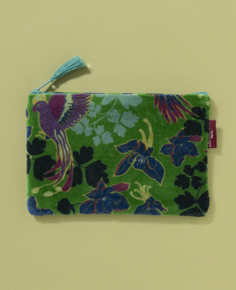 Medium Pouch Velvet - Ancolie vibrant green