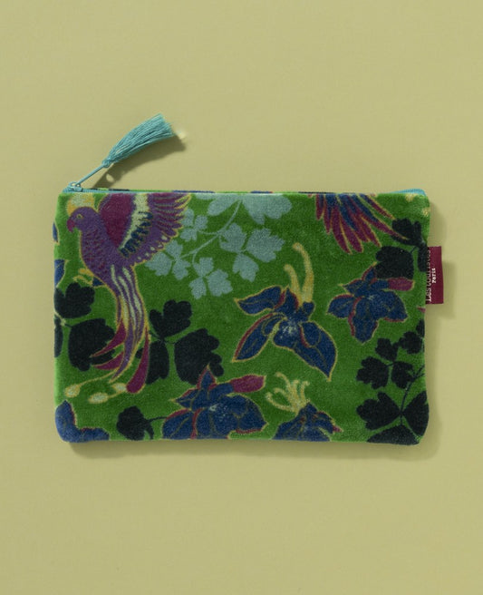 Medium Pouch Velvet - Ancolie vibrant green