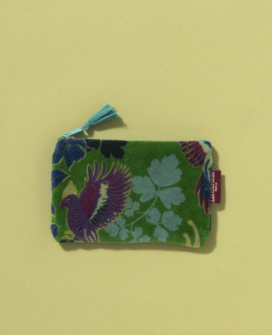 Small Pouch Velvet - Ancolie vibrant green