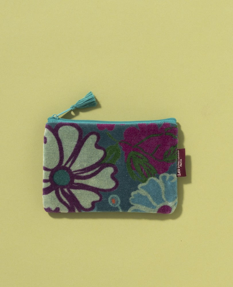 Small Pouch Velvet - Cosmos teal