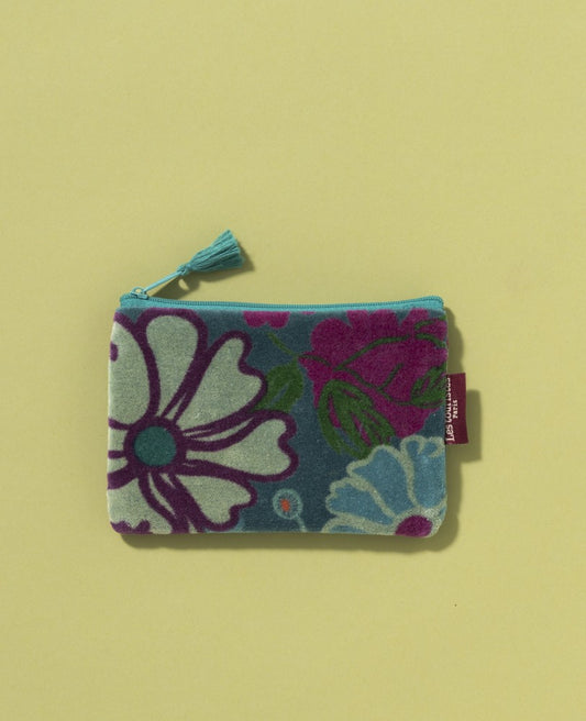 Small Pouch Velvet - Cosmos teal