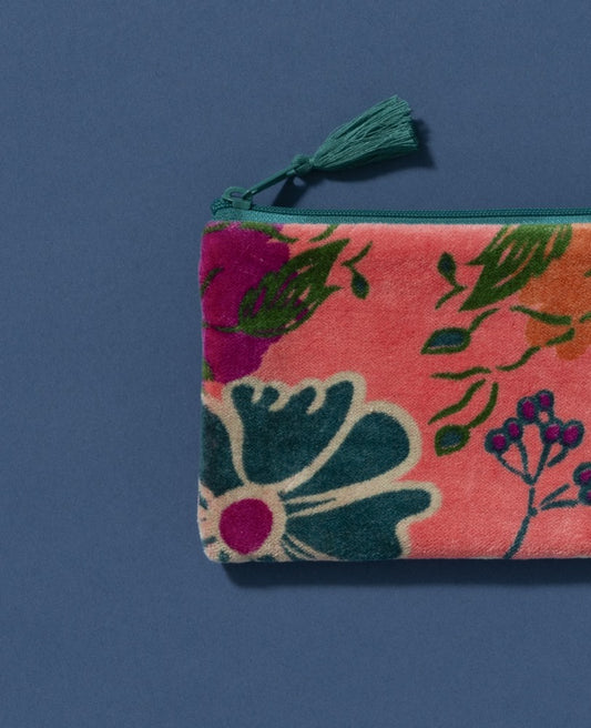 Small Pouch Velvet - Cosmos coral