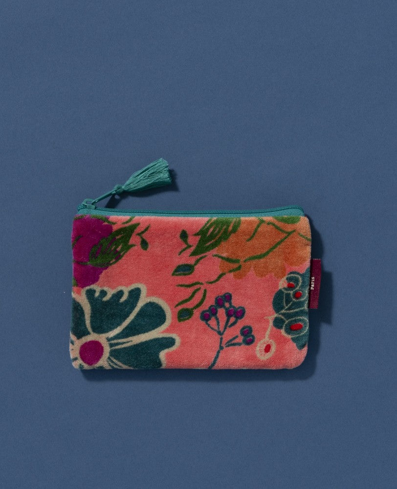 Small Pouch Velvet - Cosmos coral