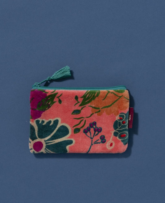 Small Pouch Velvet - Cosmos coral