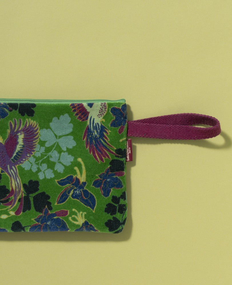 Big Pouch Velvet - Ancolie vibrant green