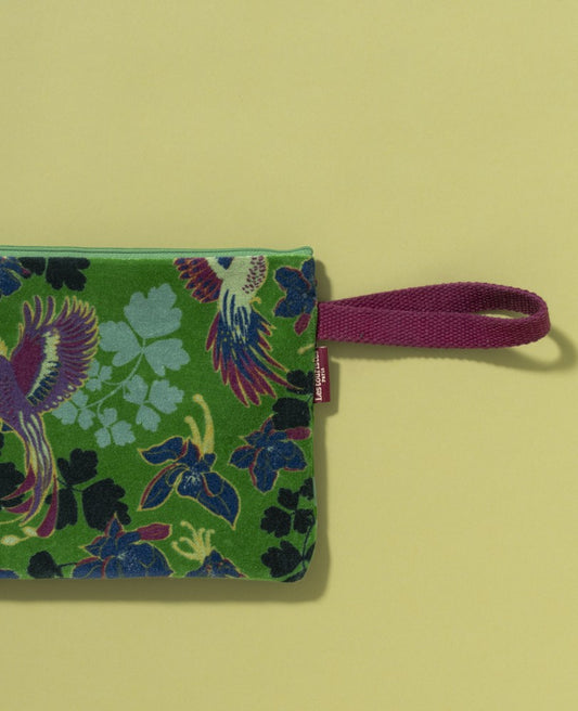 Big Pouch Velvet - Ancolie vibrant green
