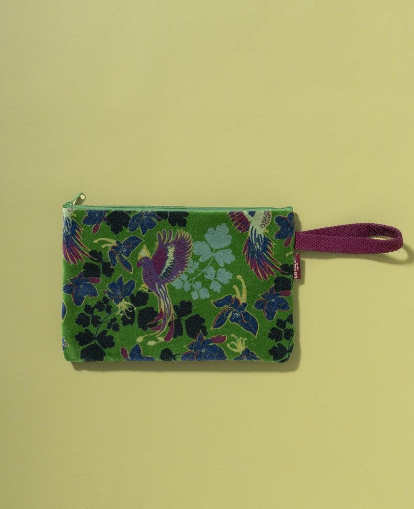 Big Pouch Velvet - Ancolie vibrant green