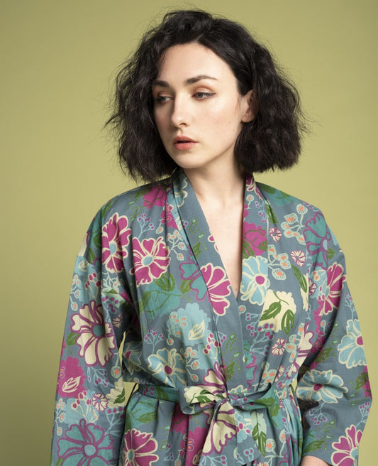 Long Kimono - Cosmos teal