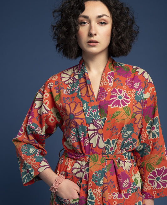 Long Kimono - Cosmos coral