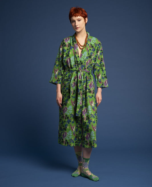 Long Kimono - Ancolie vibrant green