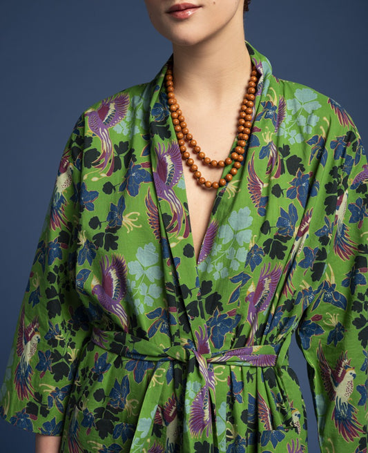 Long Kimono - Ancolie vibrant green