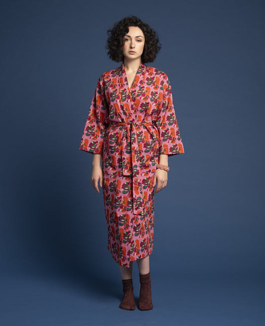 Long Kimono - Split pink orange