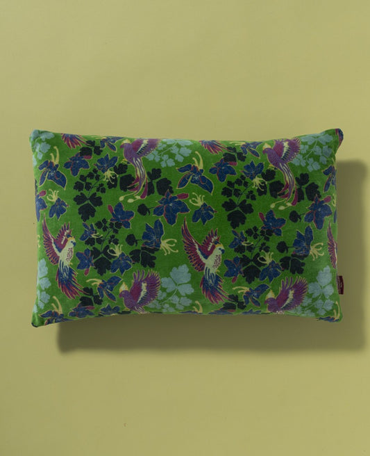 Rectangular Cushion Velvet - Ancolie vibrant green