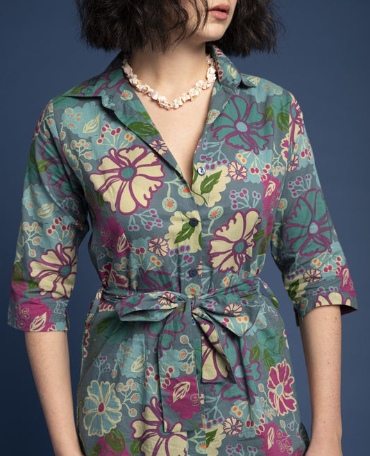 Long Shirt Dress (size 2) - Cosmos teal