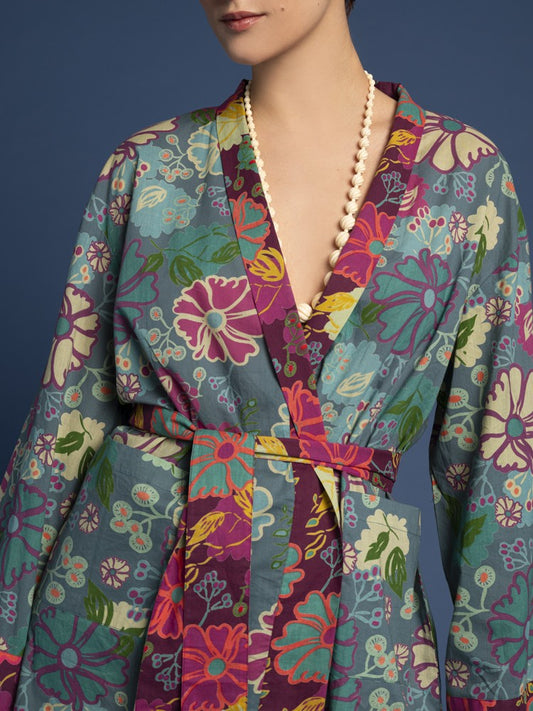 Short Kimono - Cosmos teal