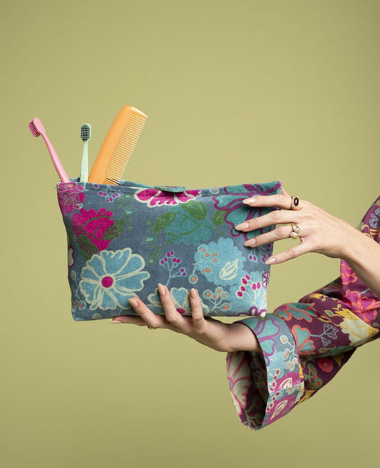 Wash Bag Velvet - Cosmos teal