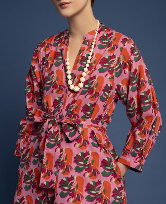Long Dress - Split pink orange
