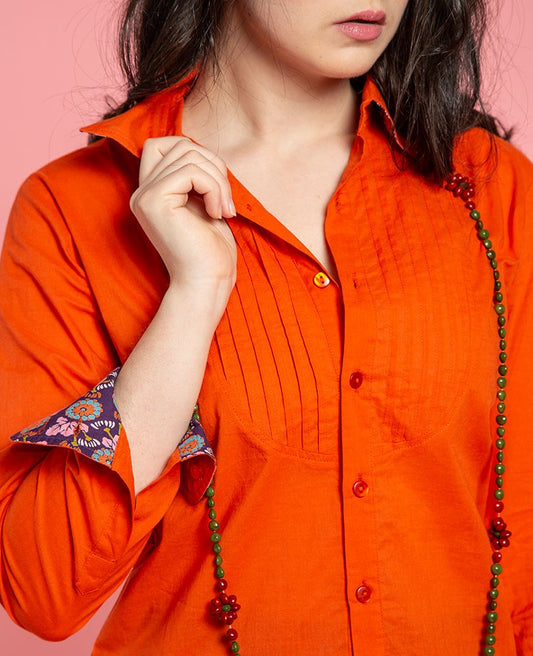 Shirt (size S) - Plain orange