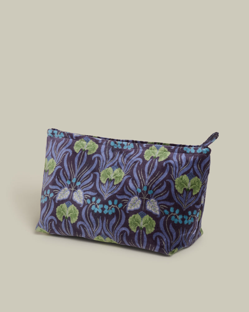 Velvet Wash Bag, Muguet Blue Print