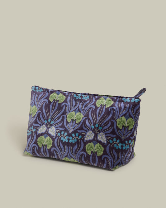 Velvet Wash Bag, Muguet Blue Print