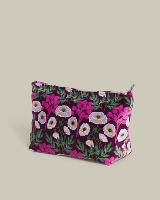 Velvet Wash Bag, Poppy Fig Print