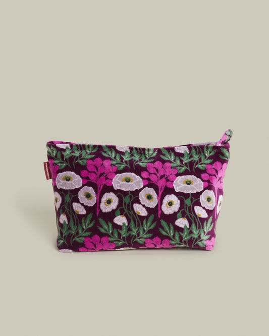 Velvet Wash Bag, Poppy Fig Print