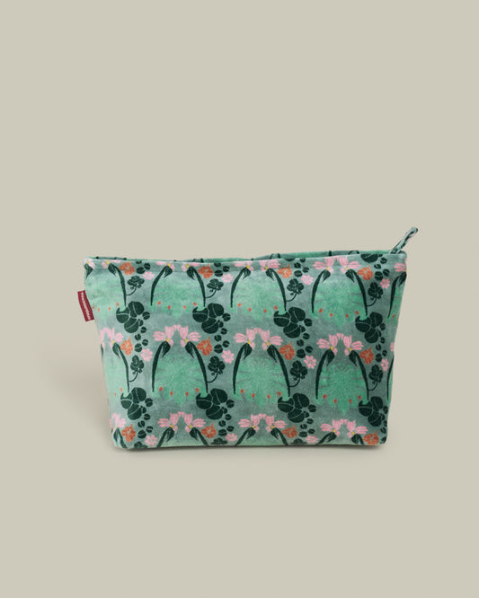 Velvet Wash Bag, William Sage Green Print