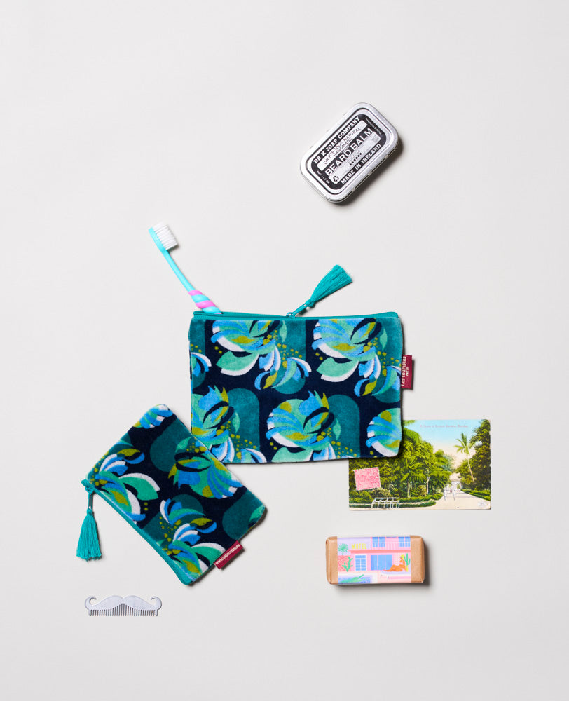 Medium Pouch Velvet - Split navy